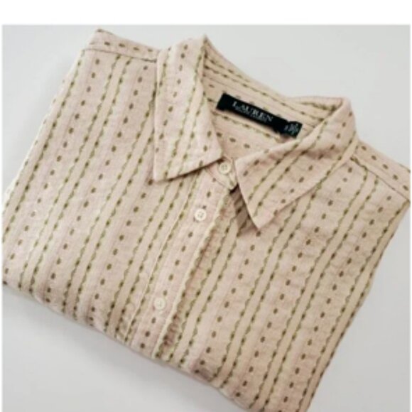 Lauren Ralph Lauren Western Floral Jacquard Cotton Long Sleeve Shirt Large - Picture 3 of 15